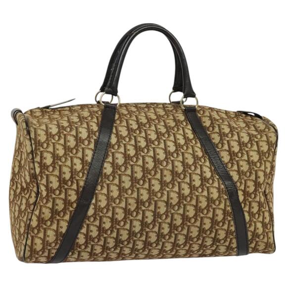 DIOR Trotter Canvas Boston Bag Brown Gold - Picture 1 of 12